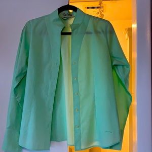 Light green button down shirt.    New, excellent quality.